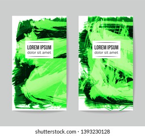 Set of vector business card templates with brush stroke background.
