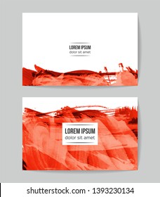 Set of vector business card templates with brush stroke background.