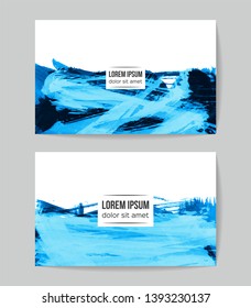 Set of vector business card templates with brush stroke background.