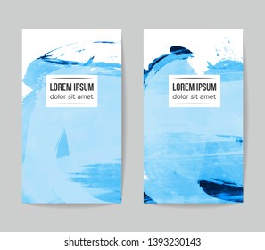 Set of vector business card templates with brush stroke background.