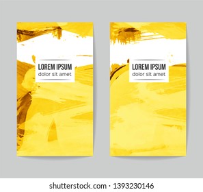 Set of vector business card templates with brush stroke background.