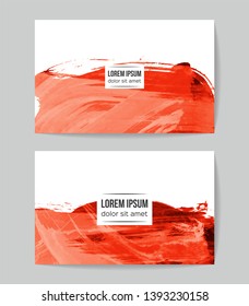 Set of vector business card templates with brush stroke background.