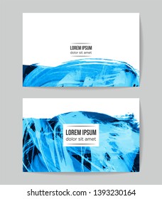 Set of vector business card templates with brush stroke background.