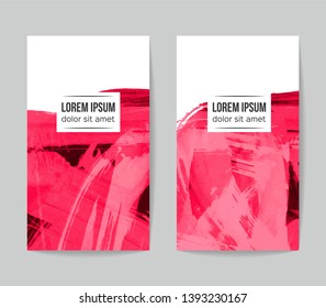Set of vector business card templates with brush stroke background.