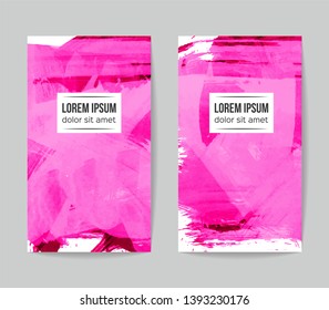Set of vector business card templates with brush stroke background.