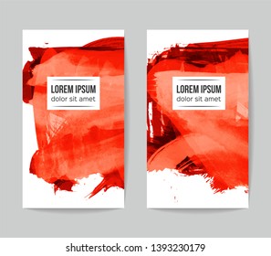 Set of vector business card templates with brush stroke background.