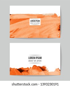 Set of vector business card templates with brush stroke background.