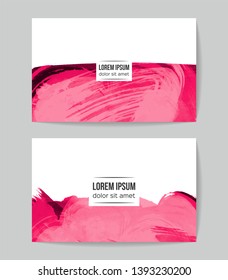 Set of vector business card templates with brush stroke background.