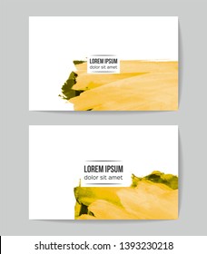 Set of vector business card templates with brush stroke background.
