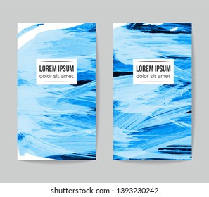 Set of vector business card templates with brush stroke background.