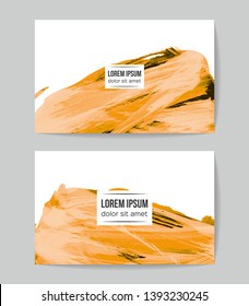 Set of vector business card templates with brush stroke background.