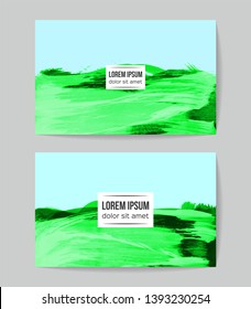 Set of vector business card templates with brush stroke background.