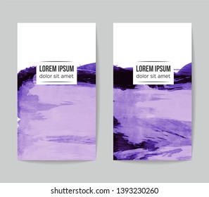 Set of vector business card templates with brush stroke background.