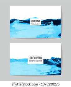 Set of vector business card templates with brush stroke background.