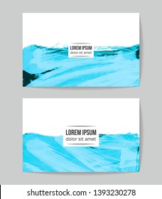 Set of vector business card templates with brush stroke background.