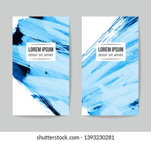 Set of vector business card templates with brush stroke background.