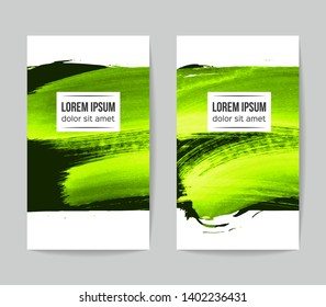 Set of vector business card templates with brush stroke background.
