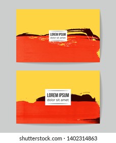 Set of vector business card templates with brush stroke background.