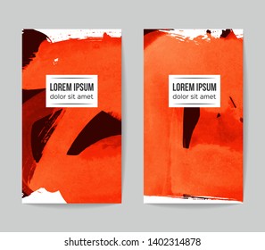 Set of vector business card templates with brush stroke background.