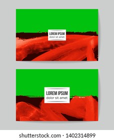 Set of vector business card templates with brush stroke background.