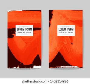 Set of vector business card templates with brush stroke background.
