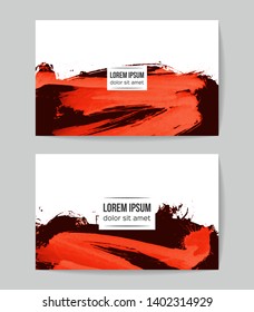 Set of vector business card templates with brush stroke background.