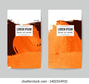 Set of vector business card templates with brush stroke background.