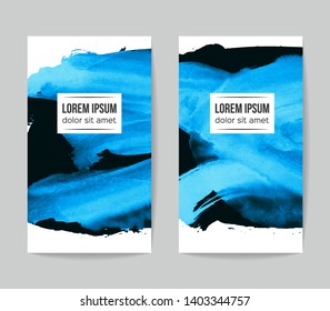 Set of vector business card templates with brush stroke background.