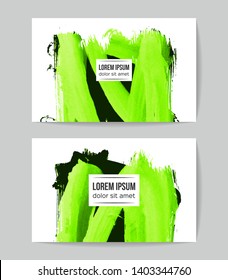 Set of vector business card templates with brush stroke background.
