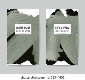 Set of vector business card templates with brush stroke background.