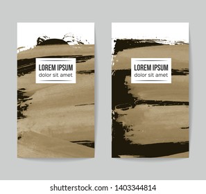 Set of vector business card templates with brush stroke background.