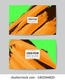 Set of vector business card templates with brush stroke background.