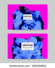 Set of vector business card templates with brush stroke background.