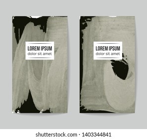 Set of vector business card templates with brush stroke background.