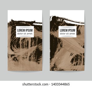 Set of vector business card templates with brush stroke background.