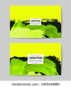Set of vector business card templates with brush stroke background.