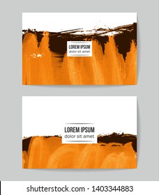 Set of vector business card templates with brush stroke background.