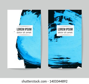 Set of vector business card templates with brush stroke background.