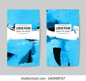 Set of vector business card templates with brush stroke background.