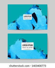 Set of vector business card templates with brush stroke background.