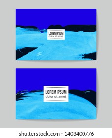 Set of vector business card templates with brush stroke background.