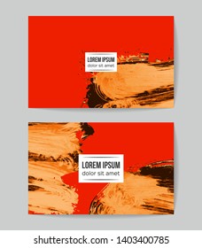 Set of vector business card templates with brush stroke background.