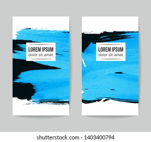 Set of vector business card templates with brush stroke background.