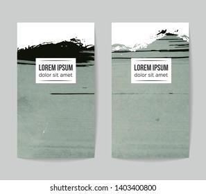 Set of vector business card templates with brush stroke background.