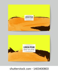 Set of vector business card templates with brush stroke background.