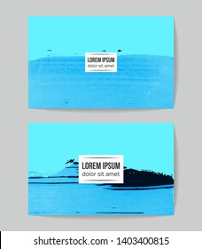 Set of vector business card templates with brush stroke background.