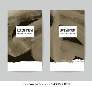 Set of vector business card templates with brush stroke background.