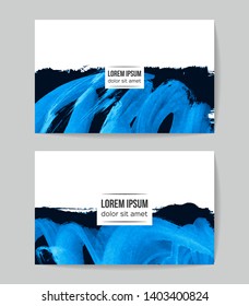 Set of vector business card templates with brush stroke background.