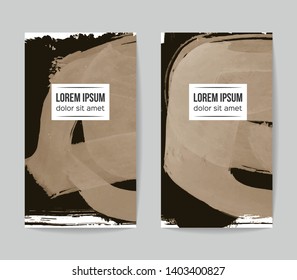 Set of vector business card templates with brush stroke background.