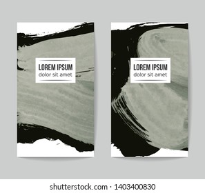 Set of vector business card templates with brush stroke background.